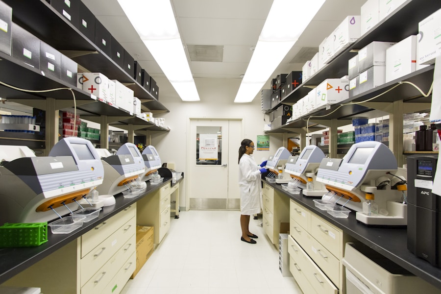 Laboratory professional working with healthcare data